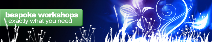 Bespoke Workshops - Black background with a bright flower made out of blue fire